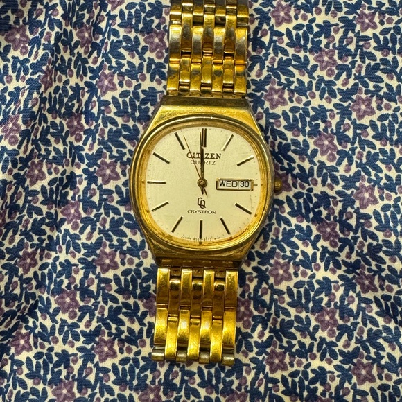 1970s Citizen Gold-Tone Quartz Watch with Day-Date